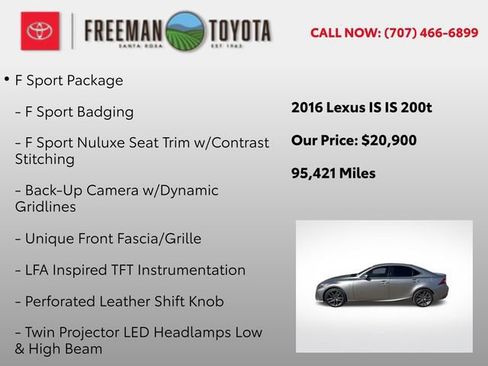 Used 2016 Lexus IS 200t w/ F Sport Package RWD image 5