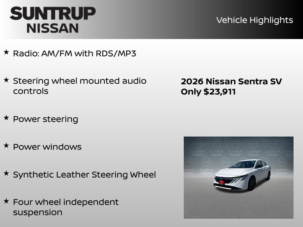 Certified 2026 Nissan Sentra SV w/ SV Convenience Package FWD image 8