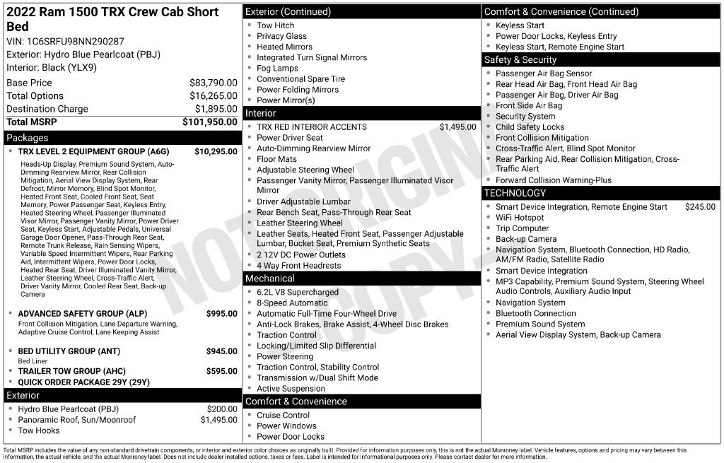 Used 2022 RAM 1500 TRX w/ TRX Level 2 Equipment Group AWD/4WD image 6