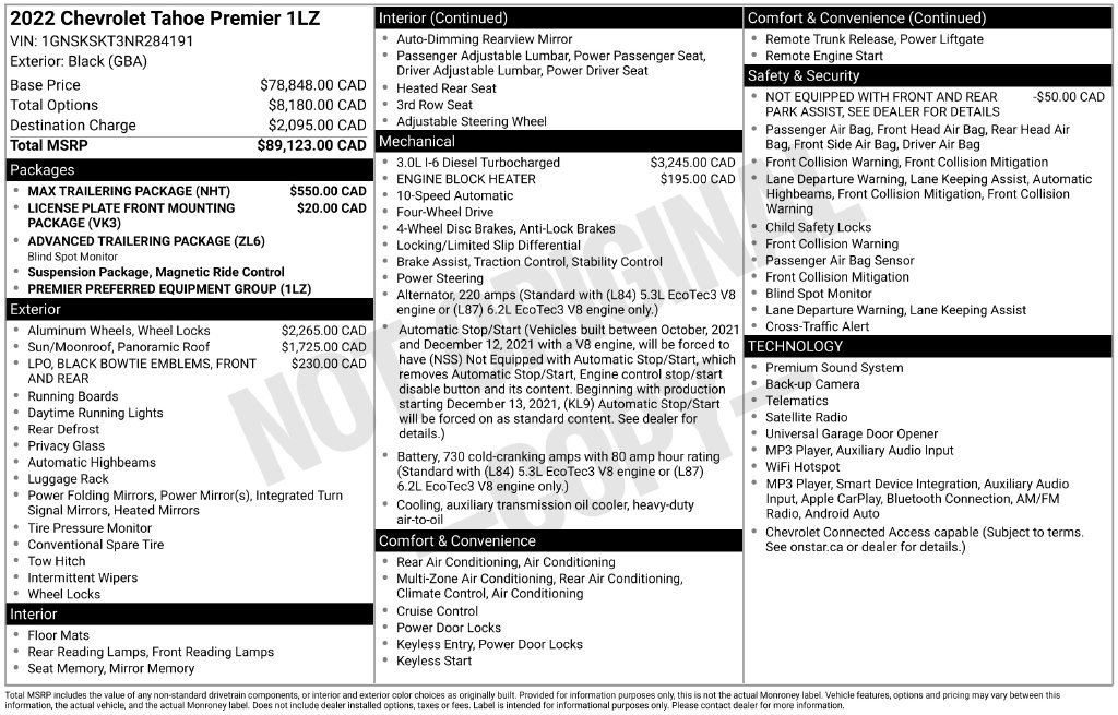 Used 2022 Chevrolet Tahoe Premier w/ Max Trailering Package AWD/4WD image 33