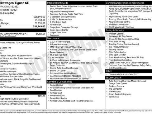 Used 2021 Volkswagen Tiguan SE w/ Panoramic Sunroof Package AWD/4WD image 7