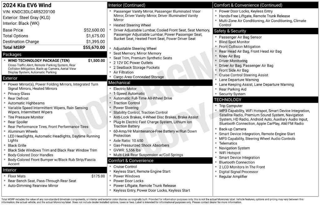 Certified 2024 Kia EV6 Wind w/ Wind Technology Package AWD/4WD image 9