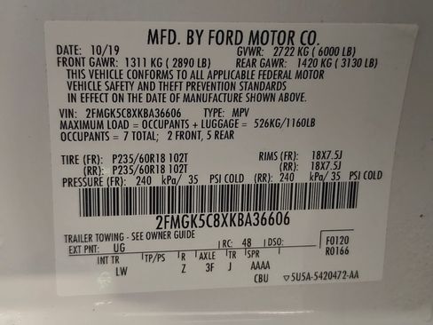 Used 2019 Ford Flex SEL w/ Equipment Group 202A FWD image 55