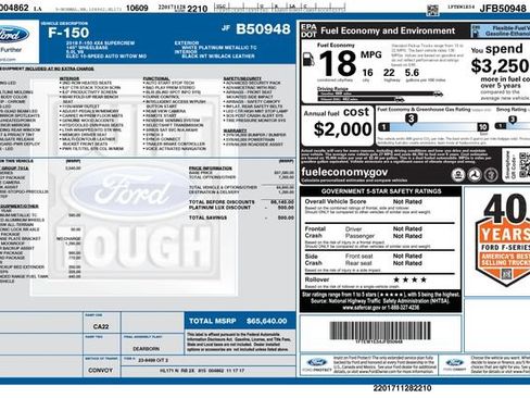 Used 2018 Ford F150 Platinum w/ Equipment Group 701A Luxury AWD/4WD image 2