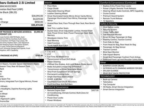 Used 2016 Subaru Outback 2.5i Limited image 2