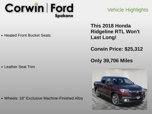 Used 2018 Honda Ridgeline RTL image 6
