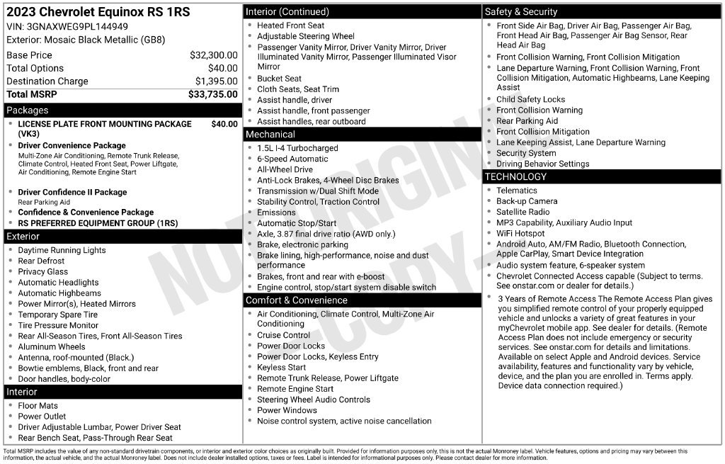 Used 2023 Chevrolet Equinox RS AWD/4WD image 34