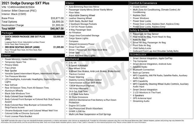 Used 2021 Dodge Durango SXT RWD image 20