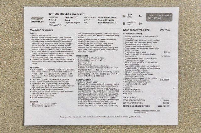Used 2011 Chevrolet Corvette ZR1 w/ Preferred Equipment Group RWD image 54