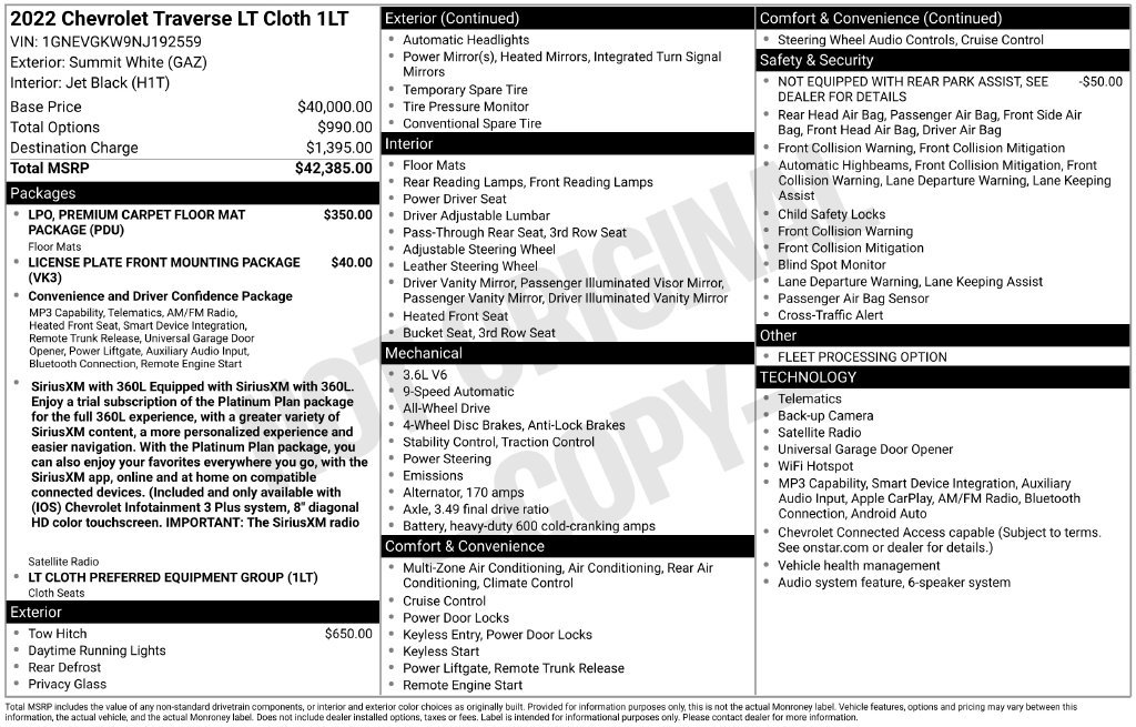 Certified 2022 Chevrolet Traverse LT AWD/4WD image 6