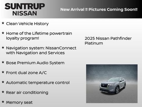 Certified 2025 Nissan Pathfinder Platinum w/ Cargo Package AWD/4WD image 6