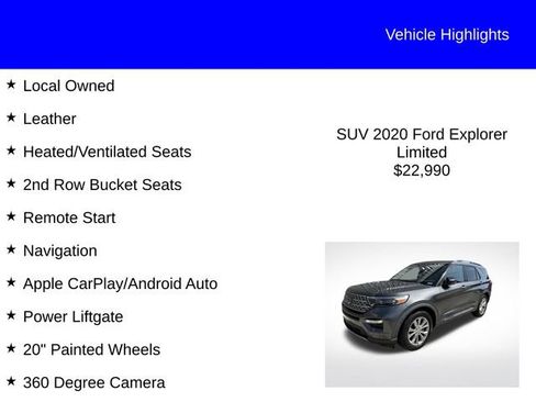 Used 2020 Ford Explorer Limited RWD image 2