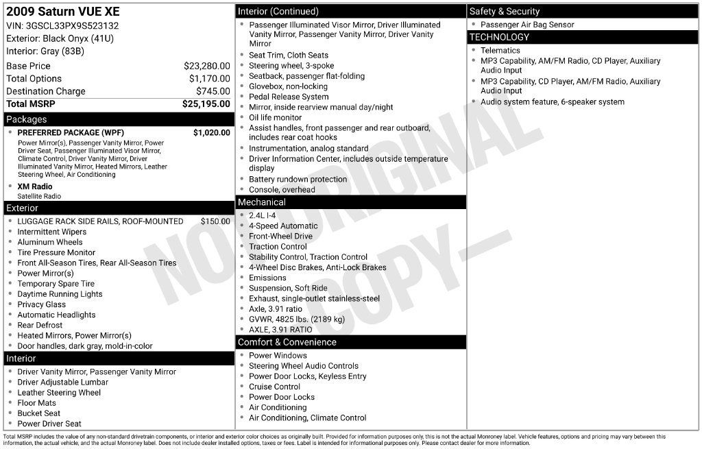 Used 2009 Saturn Vue XE w/ Preferred Package FWD image 1