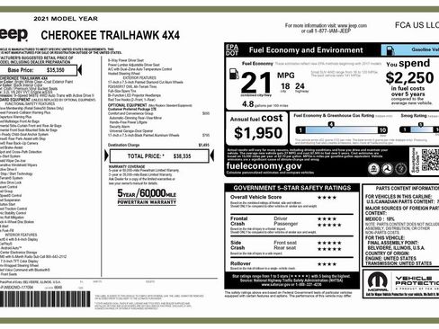 Certified 2021 Jeep Cherokee Trailhawk w/ Comfort/Convenience Group image 6