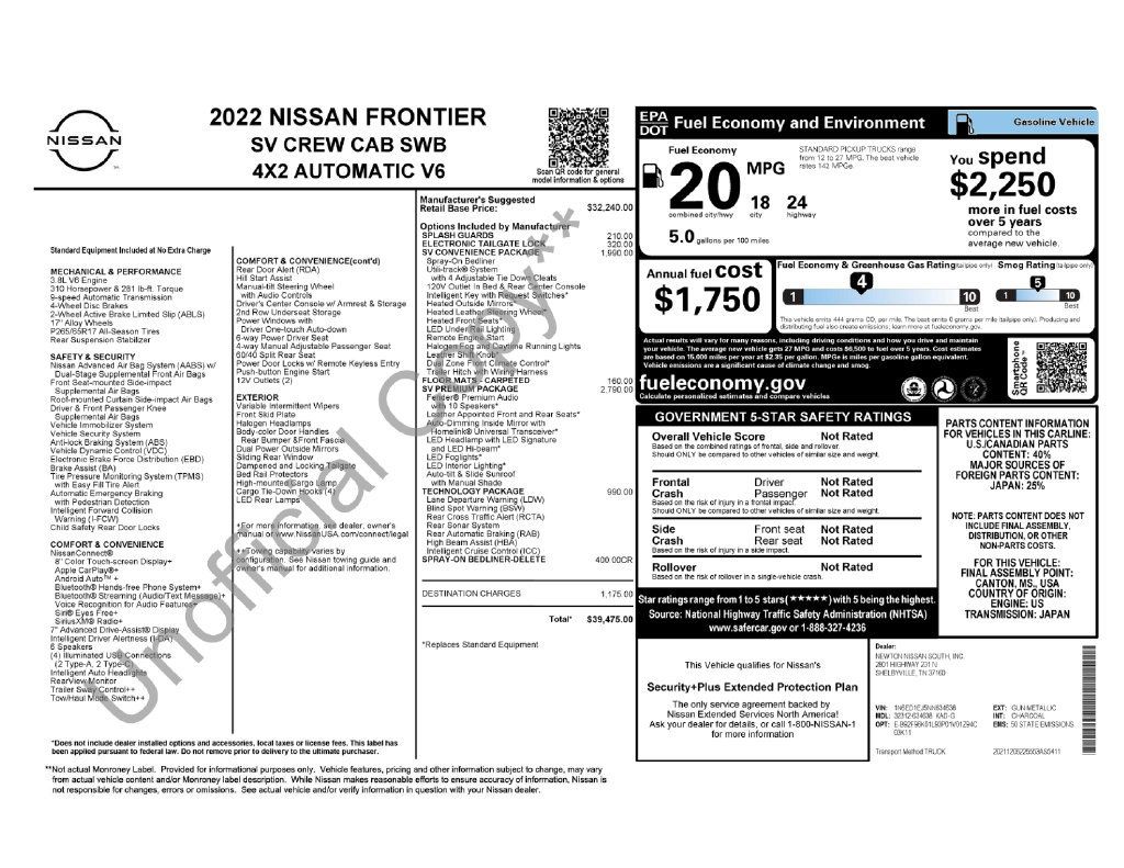 Used 2022 Nissan Frontier SV w/ SV Premium Package RWD image 6