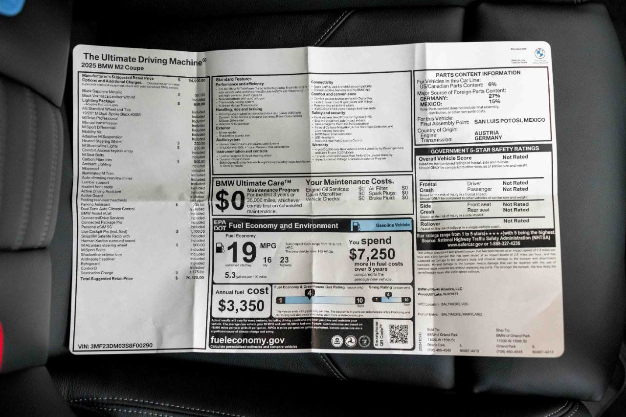 Used 2025 BMW M2 w/ Lighting Package RWD image 88