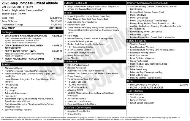 New 2026 Jeep Compass Limited w/ Sun, Sound & Navigation Group AWD/4WD image 40
