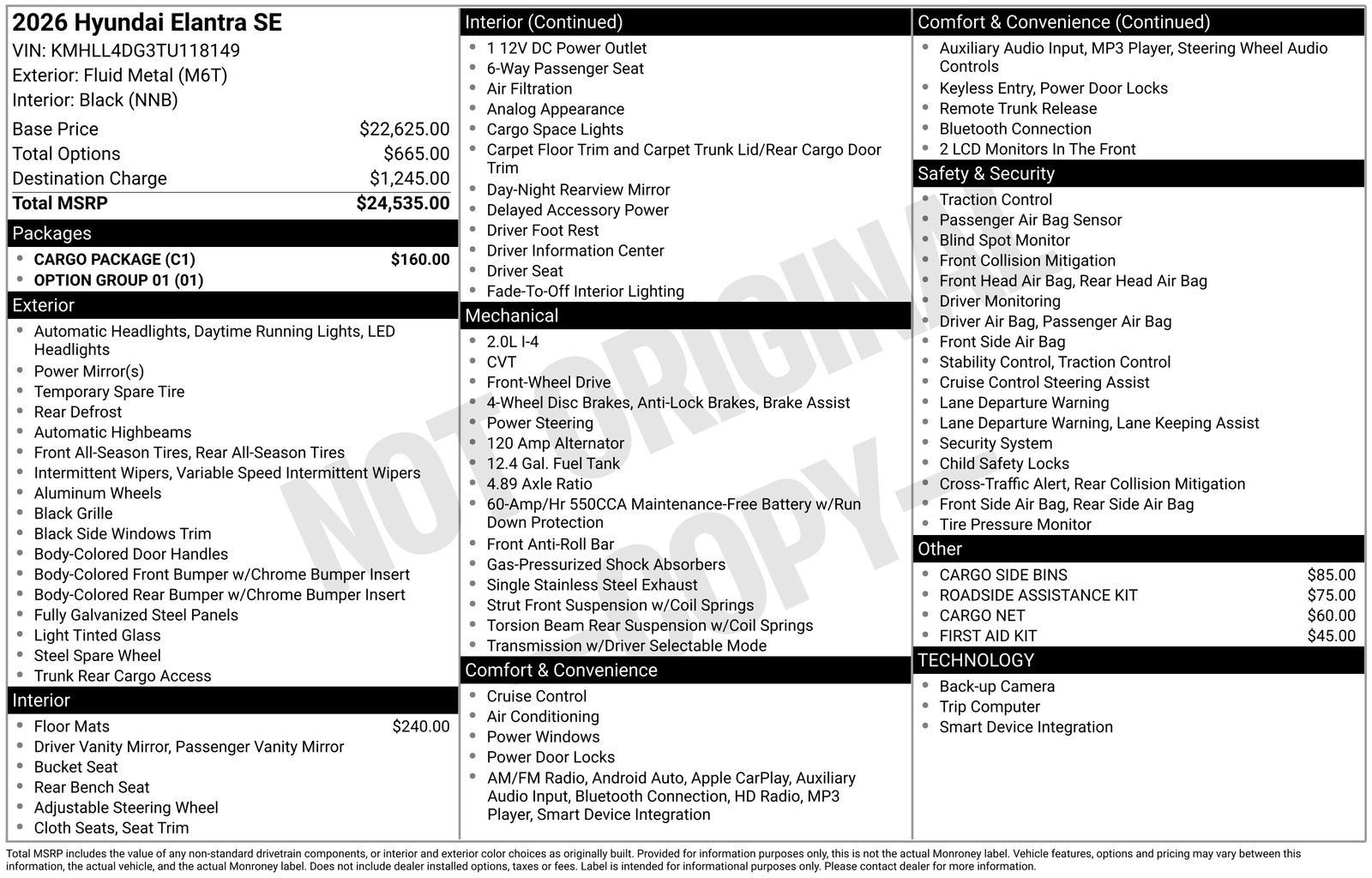Certified 2026 Hyundai Elantra SE w/ Cargo Package FWD image 1