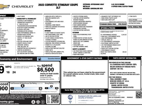 Used 2023 Chevrolet Corvette Stingray Premium Cpe w/ Z51 Performance Package RWD image 5