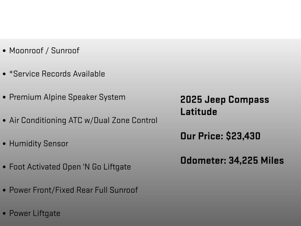 Used 2025 Jeep Compass Latitude w/ Sun & Sound Group AWD/4WD image 24