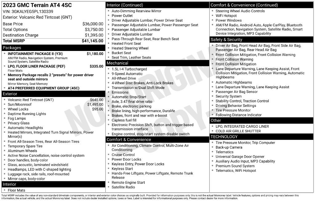 Used 2023 GMC Terrain AT4 w/ Infotainment Package II AWD/4WD image 45