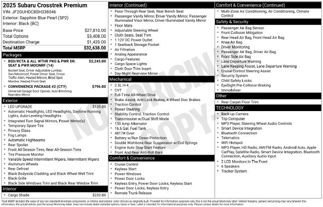 Certified 2025 Subaru Crosstrek 2.5i Premium AWD/4WD image 36
