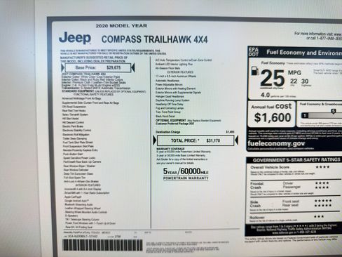 Used 2020 Jeep Compass Trailhawk AWD/4WD image 25