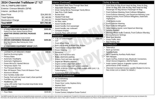 Certified 2024 Chevrolet TrailBlazer LT w/ LT Cold Weather Package FWD image 24