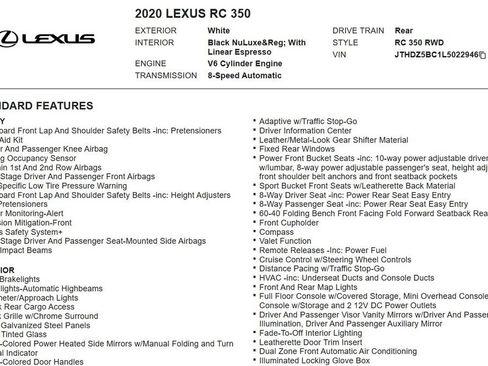 Used 2020 Lexus RC 350 w/ Premium Package RWD image 17