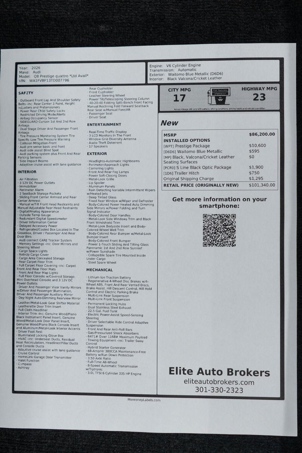 Used 2026 Audi Q8 Prestige w/ Prestige Package AWD/4WD image 61