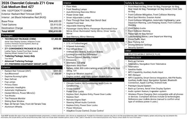 New 2026 Chevrolet Colorado Z71 w/ Technology Package AWD/4WD image 27