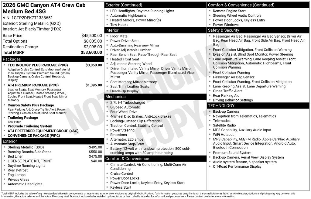New 2026 GMC Canyon AT4 w/ Technology Plus Package AWD/4WD image 2
