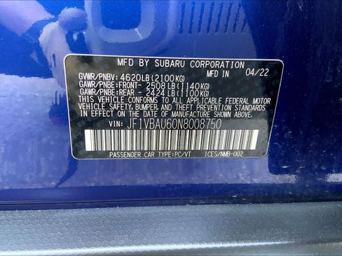 Certified 2022 Subaru WRX GT AWD/4WD image 51