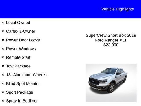 Used 2019 Ford Ranger XLT w/ Equipment Group 302A Luxury AWD/4WD image 2