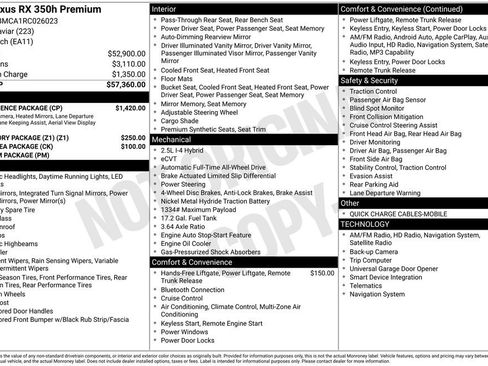 Used 2024 Lexus RX 350h w/ Convenience Package AWD/4WD image 27