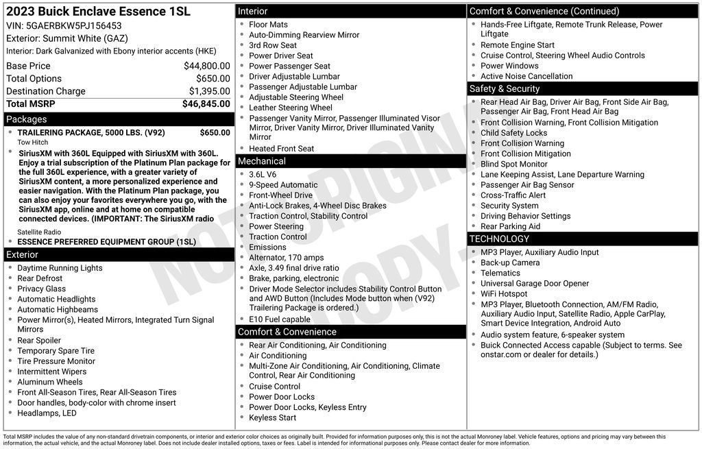 Used 2023 Buick Enclave Essence w/ Trailering Package, 5000 lbs. FWD image 15