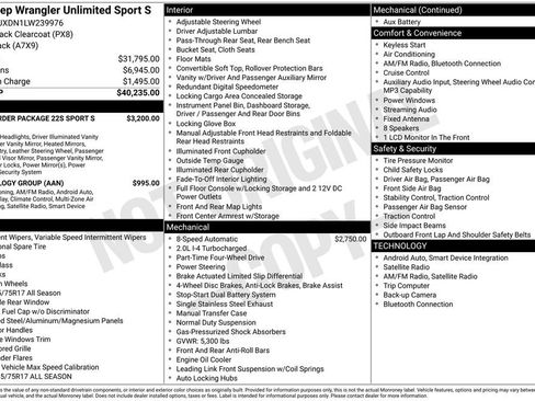 Used 2020 Jeep Wrangler Unlimited Sport S image 2