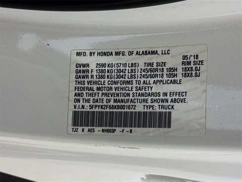 Used 2019 Honda Ridgeline RTL-T image 31