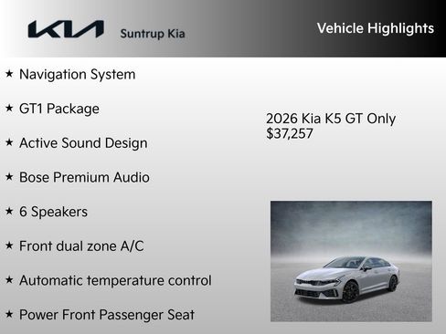 New 2026 Kia K5 GT w/ GT1 Package FWD image 7