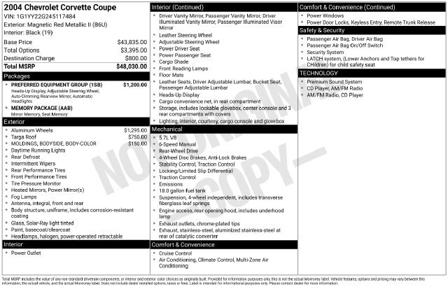Used 2004 Chevrolet Corvette Coupe w/ Preferred Equipment Group RWD image 30