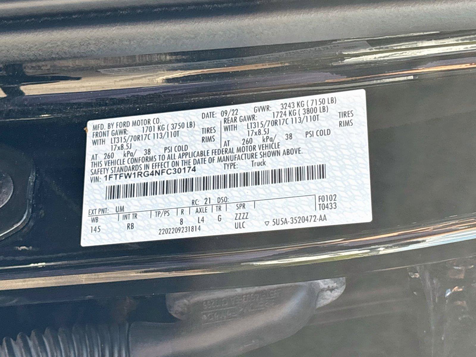 Used 2022 Ford F150 Raptor w/ Equipment Group 801A High AWD/4WD image 33