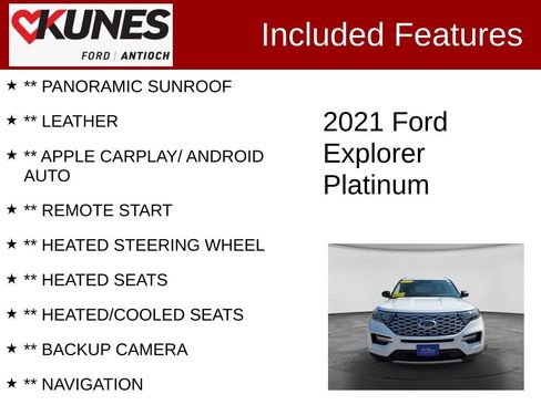 Certified 2021 Ford Explorer Platinum w/ Equipment Group 601A AWD/4WD image 3