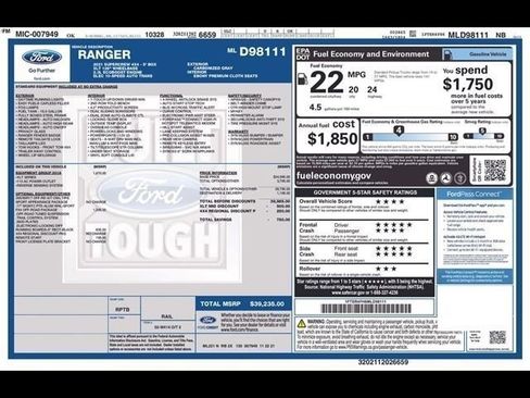 Used 2021 Ford Ranger XLT w/ Equipment Group 301A Mid AWD/4WD image 88