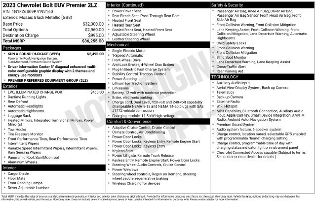 Used 2023 Chevrolet Bolt EUV Premier w/ Sun & Sound Package FWD image 6