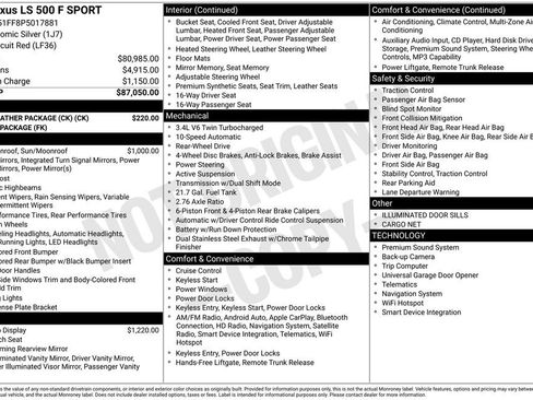 Used 2023 Lexus LS 500 F Sport w/ Cold Weather Package (CK) RWD image 54