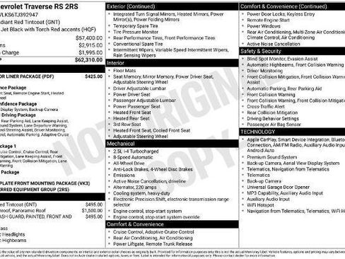 New 2026 Chevrolet Traverse RS w/ LPO, Floor Liner Package AWD/4WD image 44