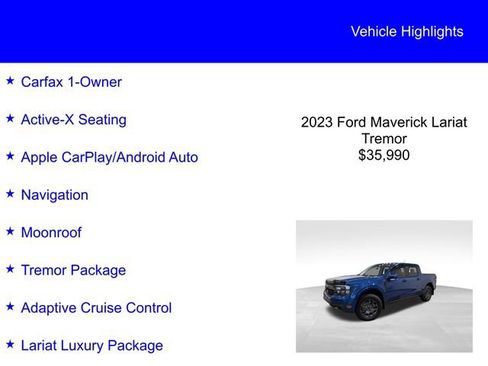 Certified 2023 Ford Maverick Tremor w/ Tremor Off-Road Package image 2