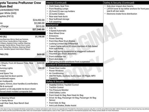 Used 2011 Toyota Tacoma PreRunner w/ SR5 Pkg #2 RWD image 46