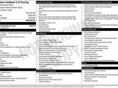 Used 2019 Subaru Outback 2.5i Touring w/ Popular Package #3A image 6