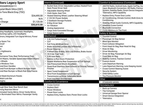 Certified 2024 Subaru Legacy Sport AWD/4WD image 21